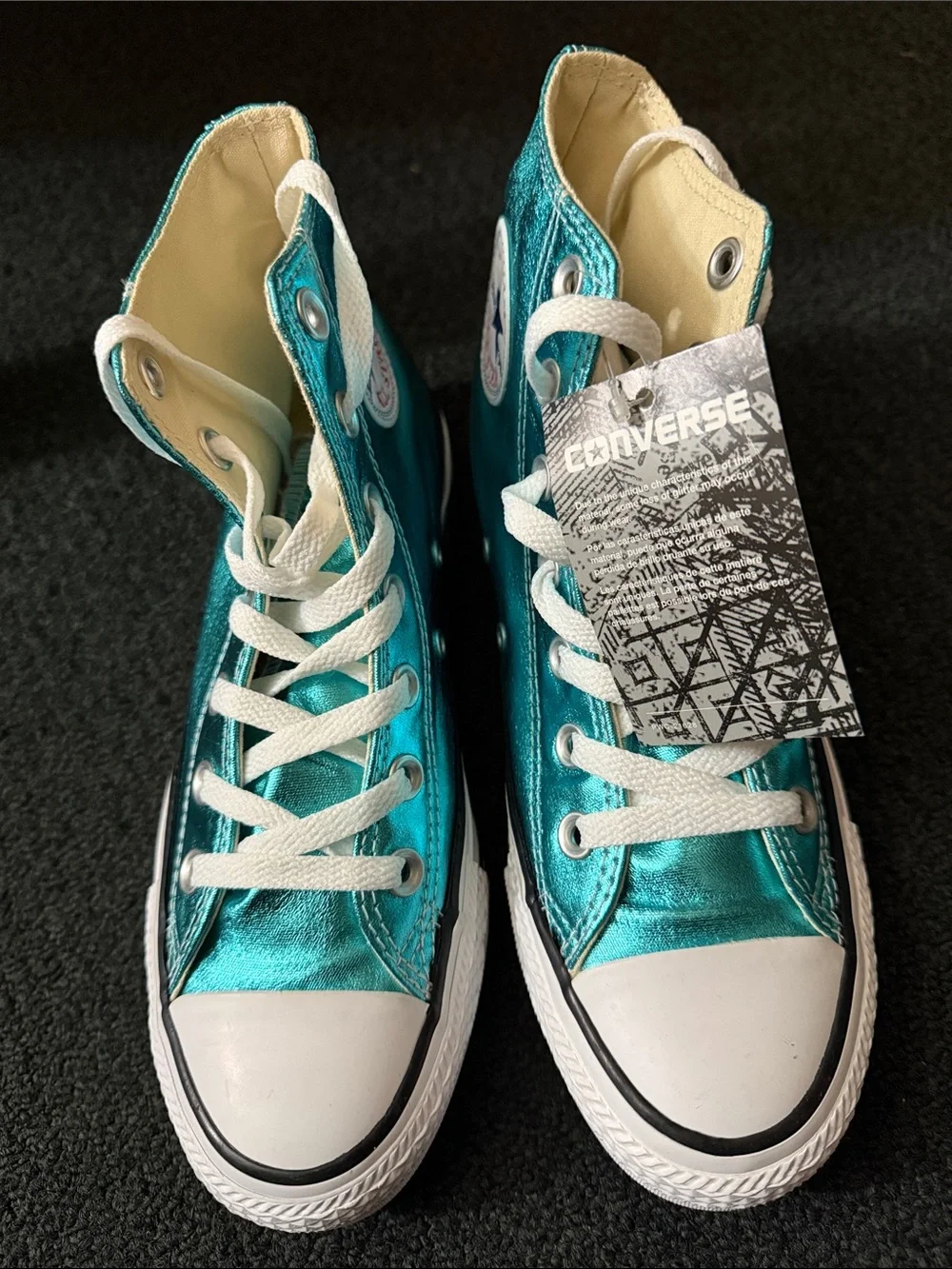 Converse Women's Metallic Teal High-Top Sneakers - White Accents - Picture 8 of 8